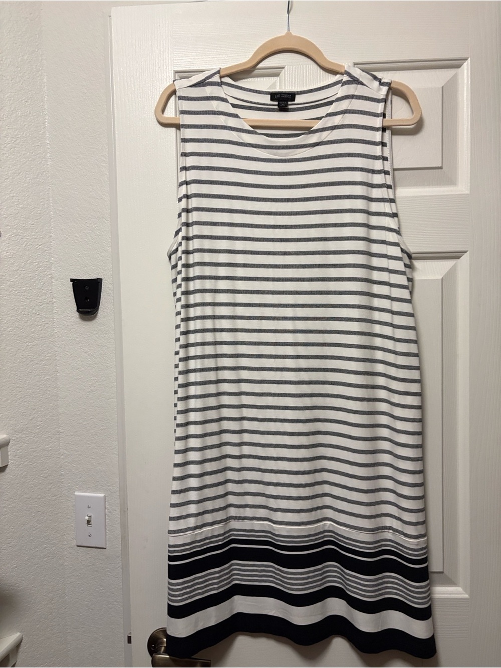 J. Jill White and Black Striped Sleeveless Tank Dress